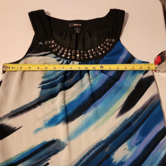 STYLUS Blue and White Cocktail Sheath Dress - Picture 4 of 6